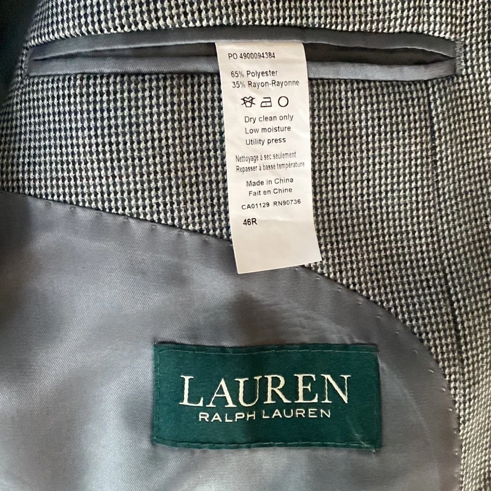 Lauren Ralph‎ Lauren Gray Brown Black Long Sport Coat Blazer Size 46 Regular
